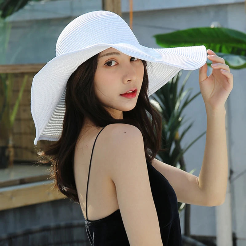 HT3062 Fashion Big Large Wide Brim Hat Solid Plain Floppy Beach Sun Hat Packable Summer Hats for Women Lady Straw Hat Beach Cap H2f29620db1ff4bc59177770a9c0e41b7u Swag N Slay LTD