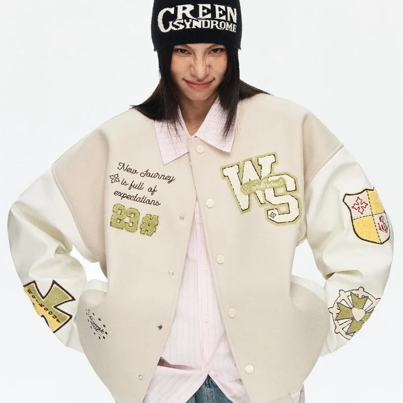 Vintage Popular New Letter Embroidery Joker Stitching Jacket Women Y2K High Street College Hip Hop Couple Sports Baseball Jacket S2b4f82072cf54ae2b0691faa11b596089 Swag N Slay LTD