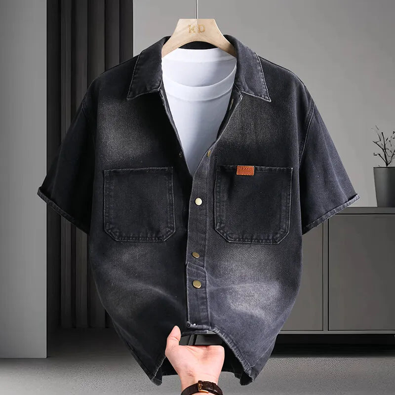 2025 Summer new style Men's short sleeve casual shirts denim Shirt men fashion casual cotton shirts men clothes size M-4XL black Sbb6b381c69fd418091f2ce4ca062babau Swag N Slay LTD