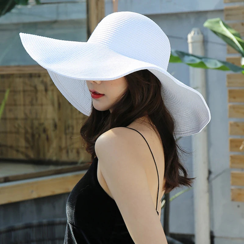 HT3062 Fashion Big Large Wide Brim Hat Solid Plain Floppy Beach Sun Hat Packable Summer Hats for Women Lady Straw Hat Beach Cap H0c633cb6d75c44ac889839f563cdb381r Swag N Slay LTD