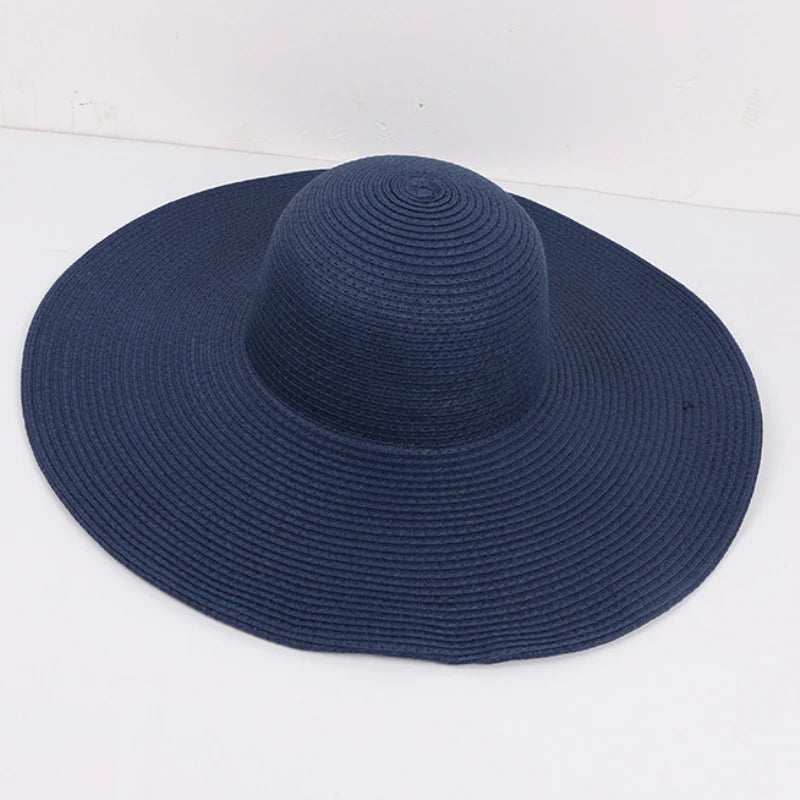 HT3062 Fashion Big Large Wide Brim Hat Solid Plain Floppy Beach Sun Hat Packable Summer Hats for Women Lady Straw Hat Beach Cap Navy Blue 56-58cm H58125b141e754b1d9e079d3125190a3cO Swag N Slay LTD