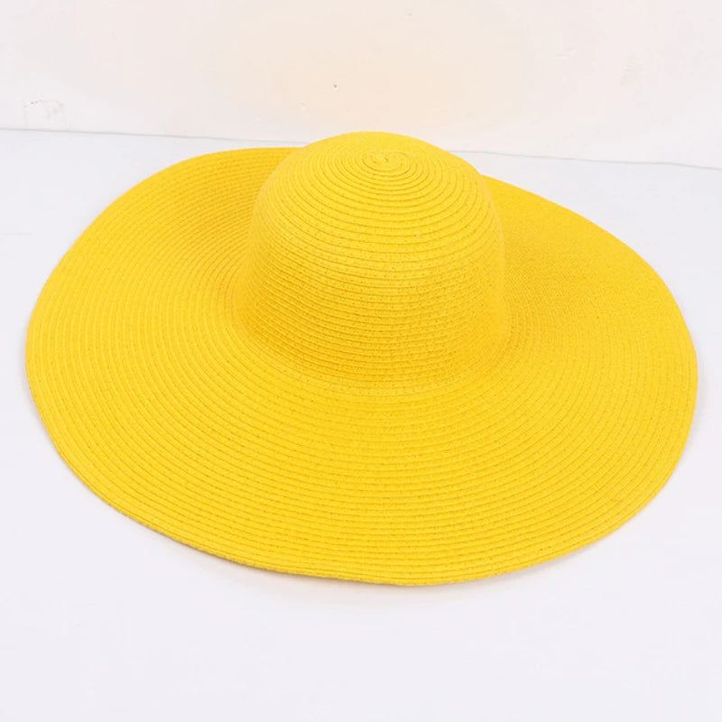 HT3062 Fashion Big Large Wide Brim Hat Solid Plain Floppy Beach Sun Hat Packable Summer Hats for Women Lady Straw Hat Beach Cap Yellow 56-58cm H5a255b5b2dae44b8b86ac2e3e4e04147L Swag N Slay LTD