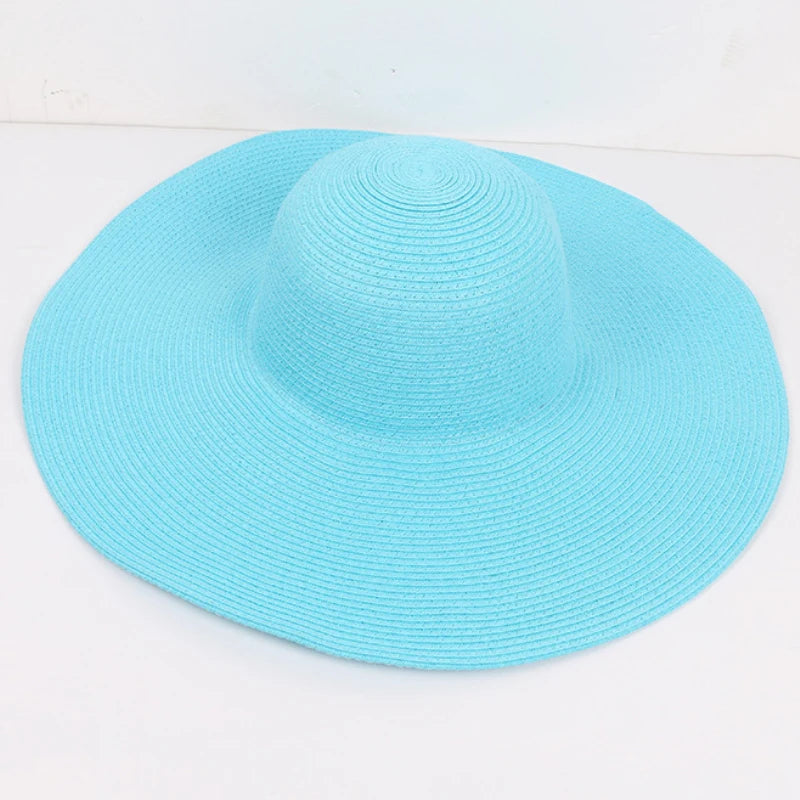 HT3062 Fashion Big Large Wide Brim Hat Solid Plain Floppy Beach Sun Hat Packable Summer Hats for Women Lady Straw Hat Beach Cap SKY BLUE 56-58cm H894907570ba24142b1d0a7891fd9907ej Swag N Slay LTD