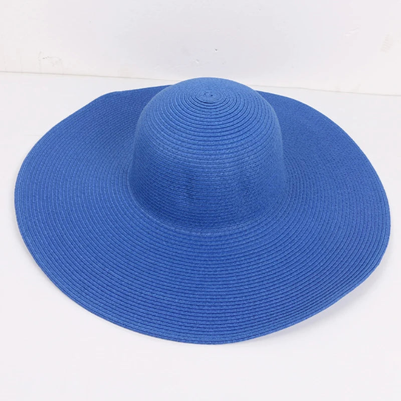 HT3062 Fashion Big Large Wide Brim Hat Solid Plain Floppy Beach Sun Hat Packable Summer Hats for Women Lady Straw Hat Beach Cap Blue 56-58cm Hbf3ca683ce2f4573ada0e645b2e49546R Swag N Slay LTD