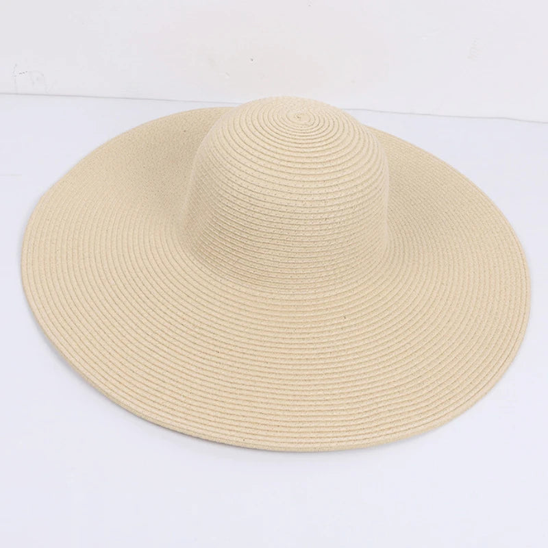 HT3062 Fashion Big Large Wide Brim Hat Solid Plain Floppy Beach Sun Hat Packable Summer Hats for Women Lady Straw Hat Beach Cap Beige 56-58cm Hd7be7d69f7eb45f7a2743443b795e5e2o Swag N Slay LTD