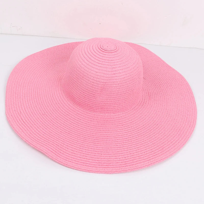 HT3062 Fashion Big Large Wide Brim Hat Solid Plain Floppy Beach Sun Hat Packable Summer Hats for Women Lady Straw Hat Beach Cap Pink 56-58cm Hf5bc354fddf447da839bd40385f89daf6 Swag N Slay LTD