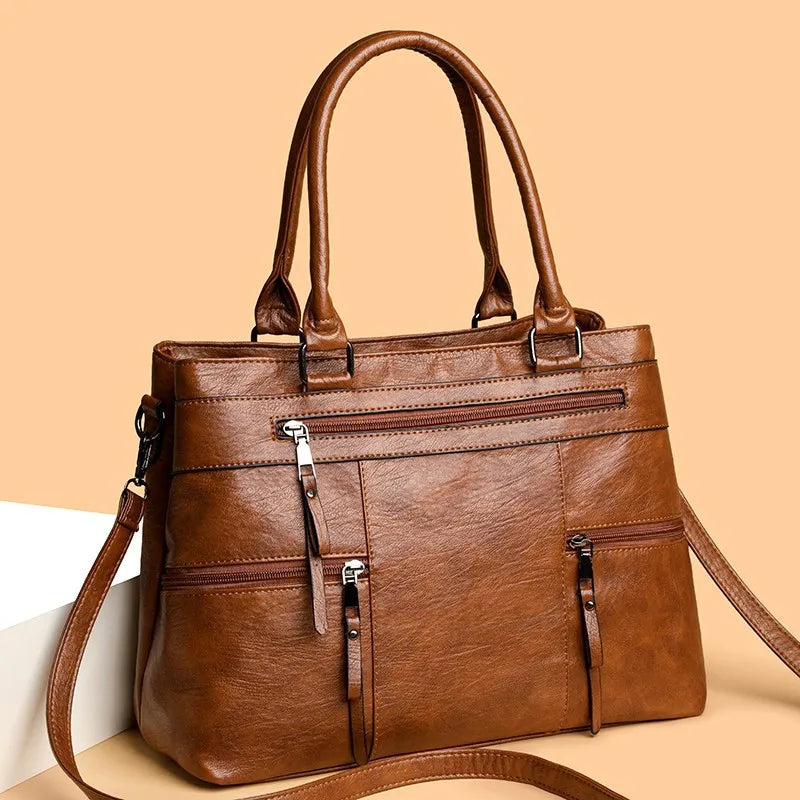 Stylish Large Capacity Soft Leather Tote Bag for Women Elegant Crossbody Shoulder Bag Commuter Handbag yellowish brown 36x15x26cm S02430e1160274c308eef4629c1125aeft Swag N Slay LTD
