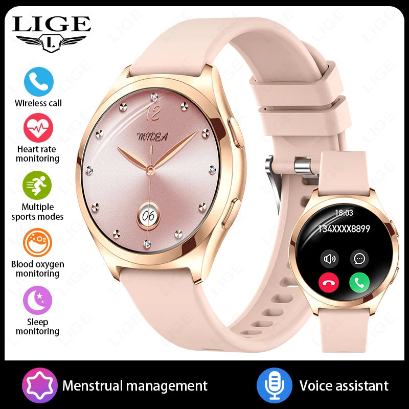 LIGE New 1.27'' HD Screen Smart Watch Women IP68 Waterproof Bluetooth Call Bracelet Sports Health Monitor Ladies Smartwatch 2025 S02c7311b6bce44b7807ff31b5e8207a38 Swag N Slay LTD