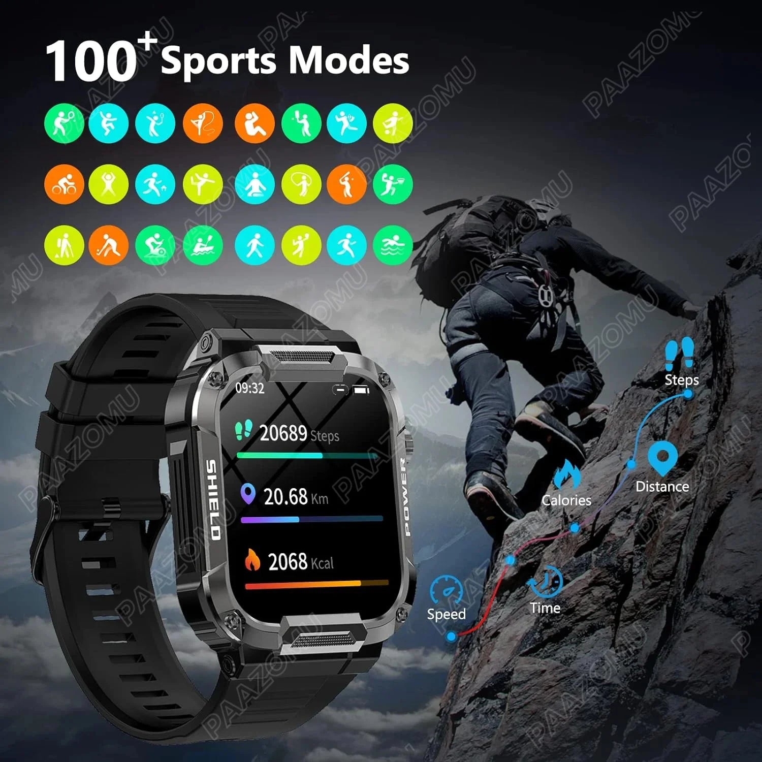 Military Smart Watch for Men 1.85'' HD 400mAh Battery100+ Sports Watch Bluetooth Call Outdoor Rugged Smartwatch for Android iOS S0438e87392cf416889f11e6a465947c9T Swag N Slay LTD