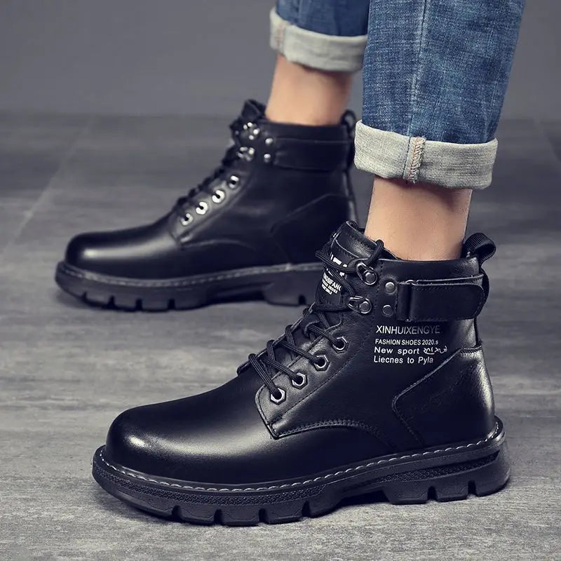 Ankle Boots for Man PU Leather Men's Sports Shoes Autumn Winter Comf High-top Timberland Boot Casual Outdoor Men Motorcycle Boot S04e541056c3f433dac1709ac1d4867800 Swag N Slay LTD