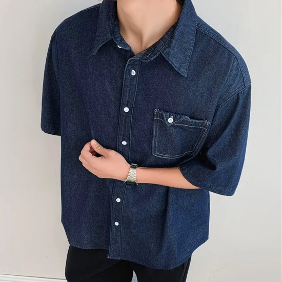 Dark Blue Denim Shirt Men and Women Japanese Vintage City Boy Oversized Loose Casual Summer Lapel Buttons Shirt Top S07d06a50a60a4ff4936bfcb3ec817857l Swag N Slay LTD