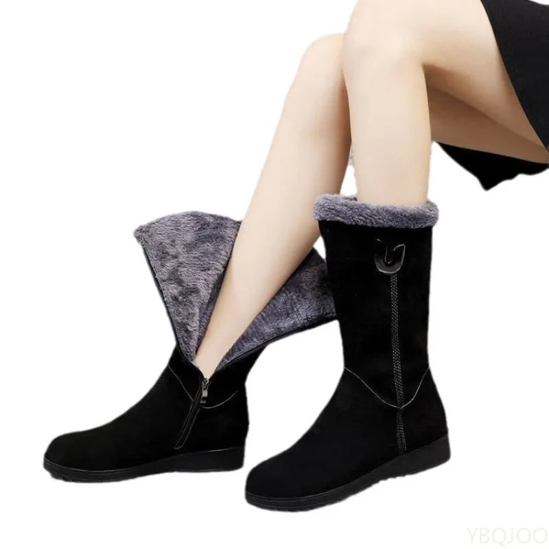 Winter versatile snow boots women's thick fashionable women's boots anti slip warm leisure comfortable side zipper cotton boots S09114b915a4b4f64a5e2736490223251z Swag N Slay LTD