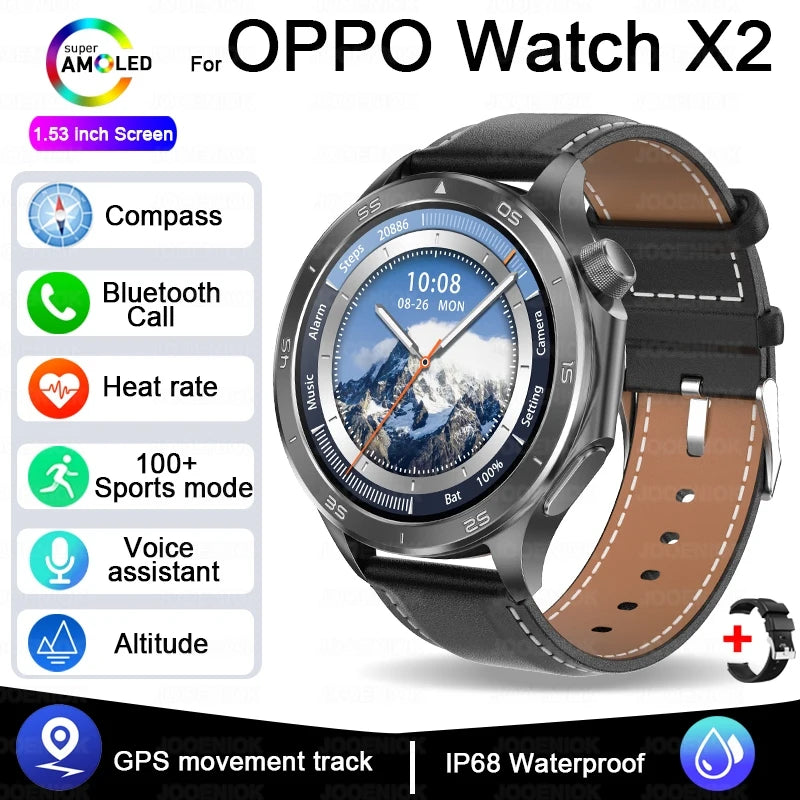 For OPPO Watch X Smart Watch Men High-end Business Men Bluetooth Call IP68 Waterproof Fitness Tracker Smartwatch Man 2025 New black belt S09e7a6aeb67d4d749efdedbb9dd988d2C Swag N Slay LTD
