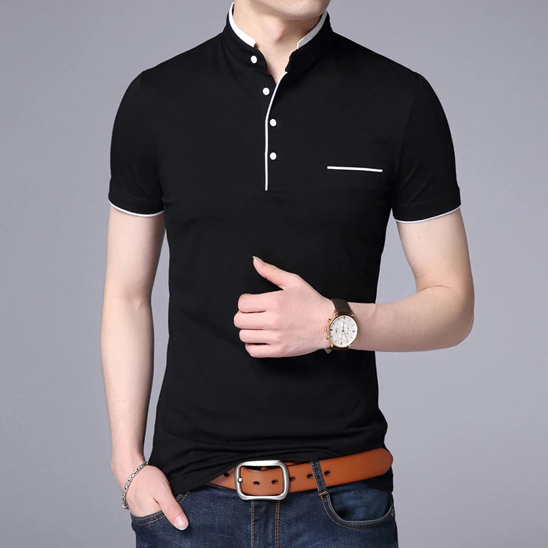 2025 New Fashion Brand Polo Shirt Men's Summer Mandarin Collar Slim Fit Solid Color Button Breathable Polos Casual Men Clothing S0a5dd318821742bd9f4fdbca12b6aedfI Swag N Slay LTD