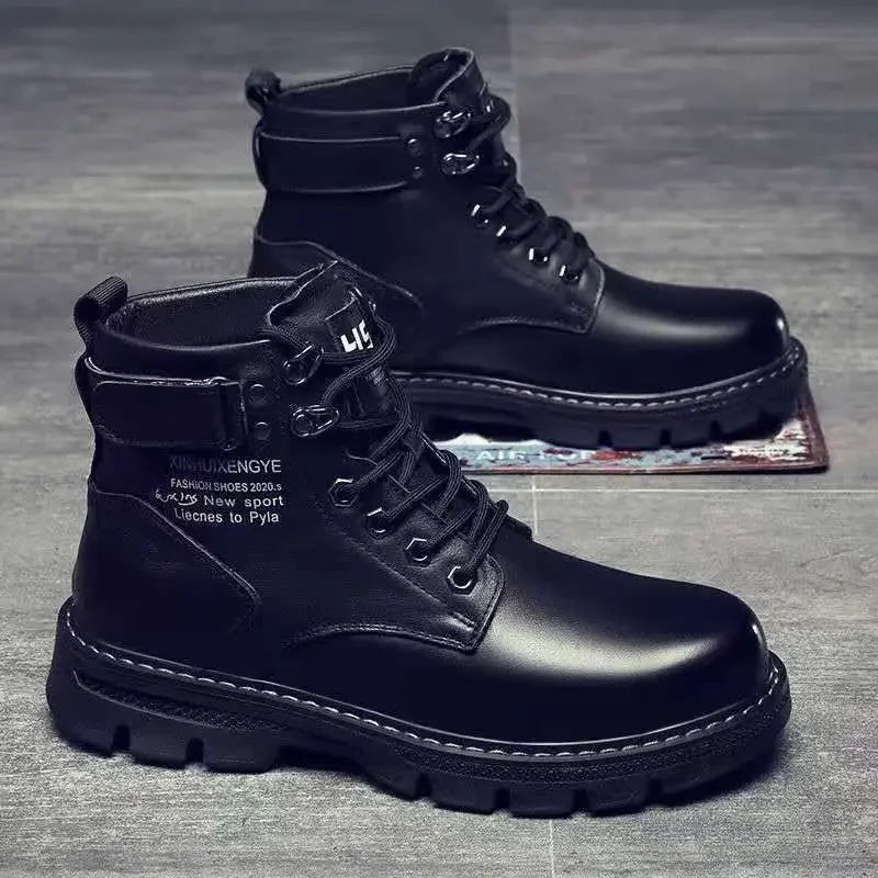 Ankle Boots for Man PU Leather Men's Sports Shoes Autumn Winter Comf High-top Timberland Boot Casual Outdoor Men Motorcycle Boot United States No Fur S0cae4a4a954644eda3422650b1c4d4a3R Swag N Slay LTD