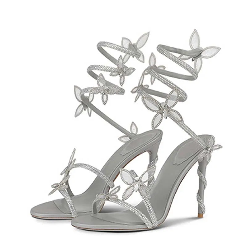 Aneikeh Sexy CRYSTAL Flower Narrow Band Ankle Strap Sandals Woman Thin High Heels Street Style Pole Dancing Ladies Shoes Silver S12270b4d39774f988956b01ccf55a1ccO Swag N Slay LTD