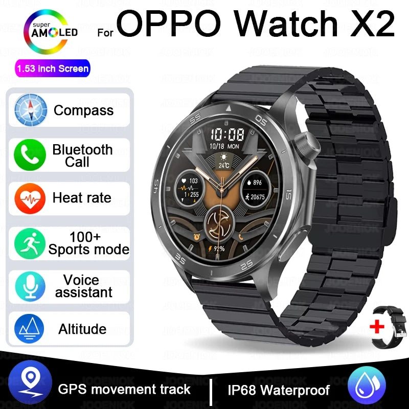 For OPPO Watch X Smart Watch Men High-end Business Men Bluetooth Call IP68 Waterproof Fitness Tracker Smartwatch Man 2025 New 68Black steel S14f7b6435f9049e798f16f8c390d1fccS Swag N Slay LTD