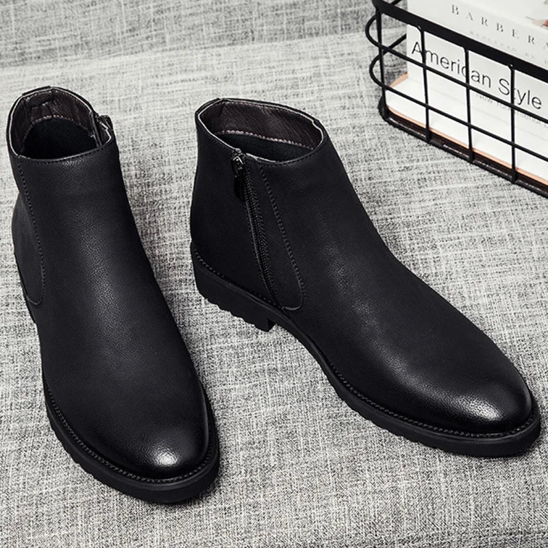 Fashion Chelsea Boots Men Soft Leather Ankle Boots British Style Men's Boots Brand Footwear Black A235 S16eb3aa637a54460aed1160c8ce403a8U Swag N Slay LTD