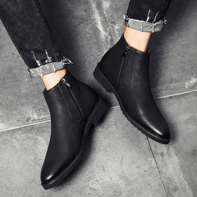 Fashion Chelsea Boots Men Soft Leather Ankle Boots British Style Men's Boots Brand Footwear Black A235 black S176bc4219db74cce86d300e964e575a7t Swag N Slay LTD