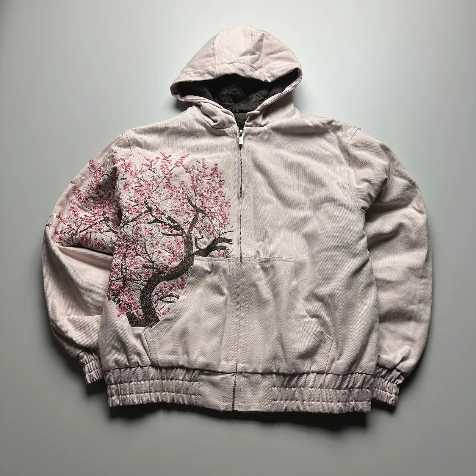 Y2K New American Casual Cherry Blossom Embroidery Zipper Hoodie Men Street Fashion Trend Fleece Padded Sweatshirt Unisex Hoodie S18583197a25f478699ee911810af862a0 Swag N Slay LTD