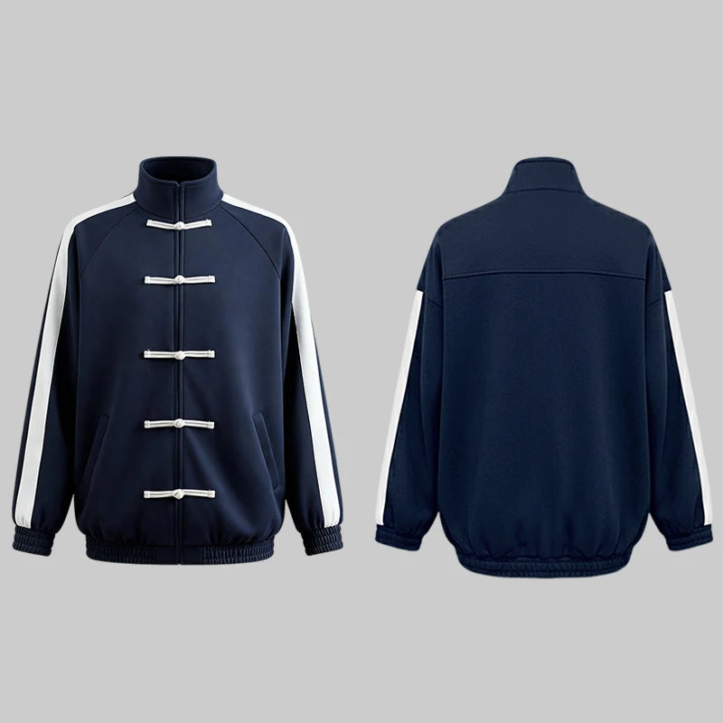 Women Sports Casual Y2k Jacket 2026 Spring Buttoned Striped Coat Female Long Sleeves Vintage Frog Closures Tops Outerwear Blue Jacket S1b37890d7c584531a25e7cf812b52bf26 Swag N Slay LTD