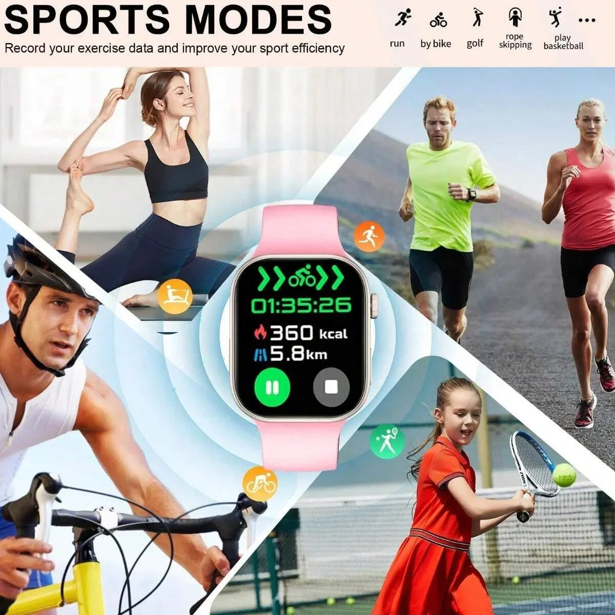 Smart watch wireless calling/dial Sport mode calling reminder and rejection fitness monitoring for iPhone/Andriod S1b857a53c17a4612a2451b0becd754b3j Swag N Slay LTD
