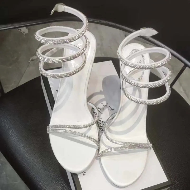 Eilyken Fashion Style Crystal Diamond Ankle Strap Women Sandals Sexy Open Toe Thin High Heels Nightclub Banquet Party Shoes White S1e5d8c01c2494ef6baf37456a9e2b2acY Swag N Slay LTD