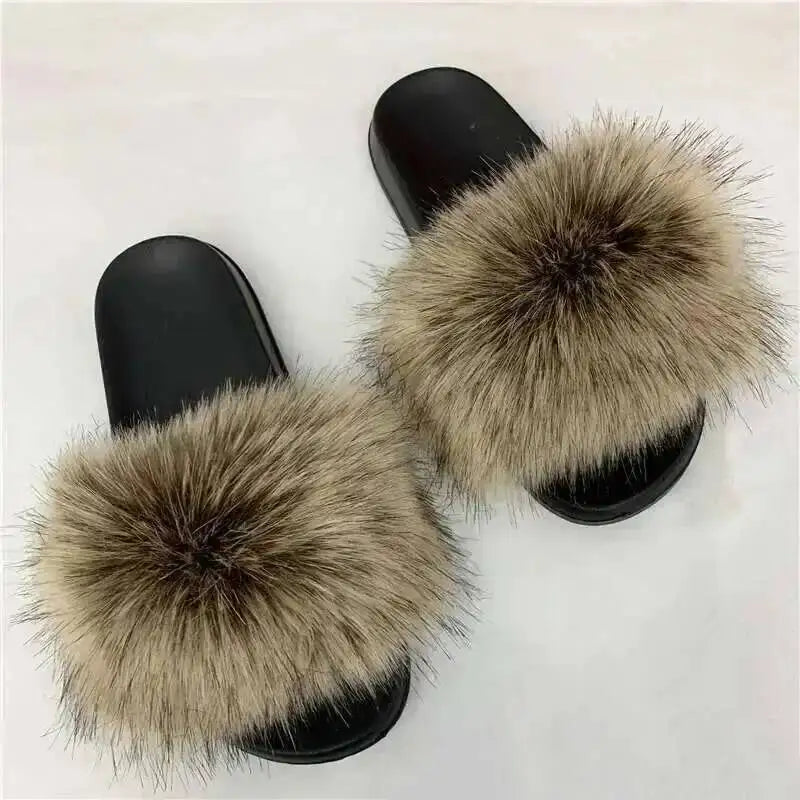 Summer Faux Fur Slippers Women Indoor Furry Fur Slides Female Plush Flip Flops Flats Sandals Casual Fluffy Slipper House Shoes Brown S1ed31622c21c493c837c1a3d6b031250o Swag N Slay LTD
