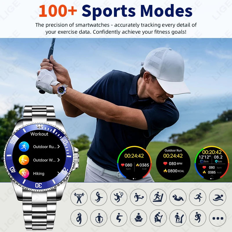 New LIGE Smart Watch Bluetooth Calling 1.27'' Screen Answer Call IP68 Waterproof Sports Digital Business Luxury watches for men S1f2840c320f84b54bbb3e0ce422114cb0 Swag N Slay LTD