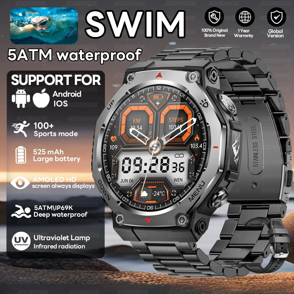 2026 New T-Rex 3 Military Outdoor Smart Watch Men 1.43-inch AMOLED Display 10ATM Waterproof 525mAh Battery GPS Smartwatch Man Black steel S2344daf11e7f466b98bfd3102a37a570w Swag N Slay LTD