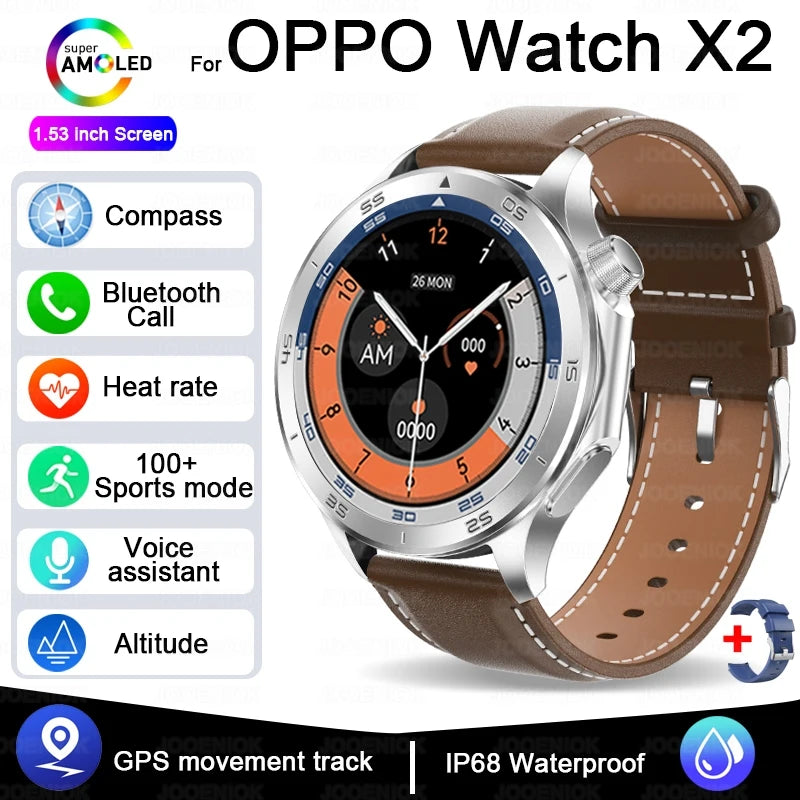 For OPPO Watch X Smart Watch Men High-end Business Men Bluetooth Call IP68 Waterproof Fitness Tracker Smartwatch Man 2025 New brown belt S234f35d044a8417a8e31f2eb2f67ddc0j Swag N Slay LTD