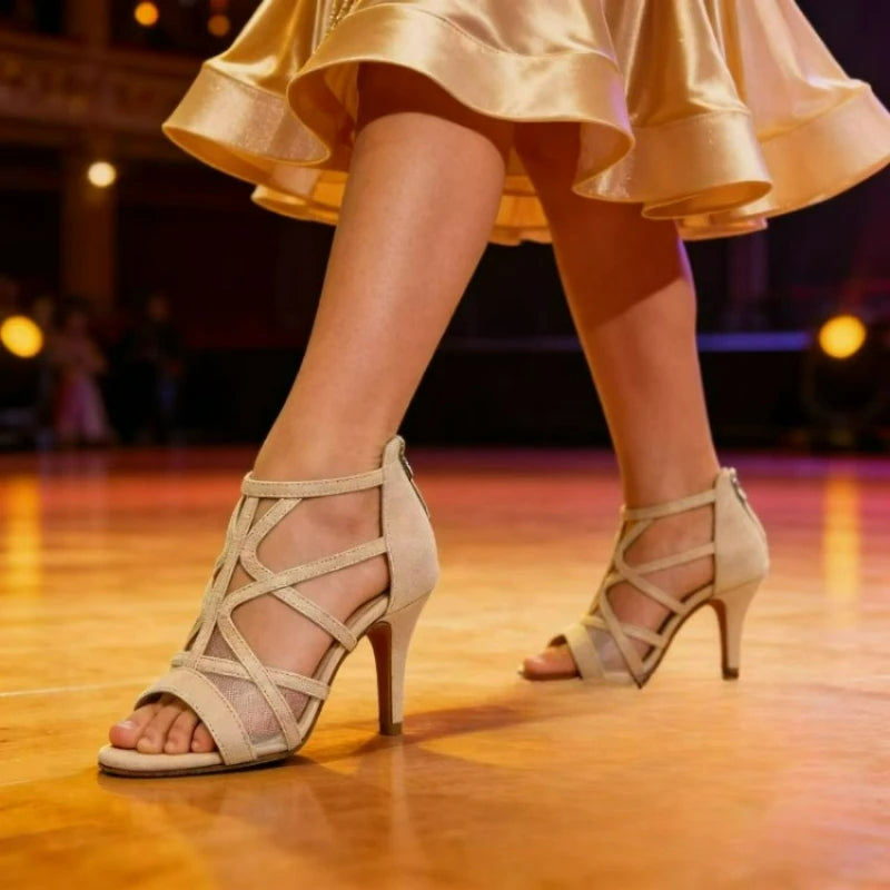 Adult Latin Dance Shoes for Woman Soft Sole Heel Sandal Female Cha Cha Tango Professonal Ballroom Training Stage Boots OEM Heel S241d95c8bb6b49f68cd58f175eba26c7a Swag N Slay LTD