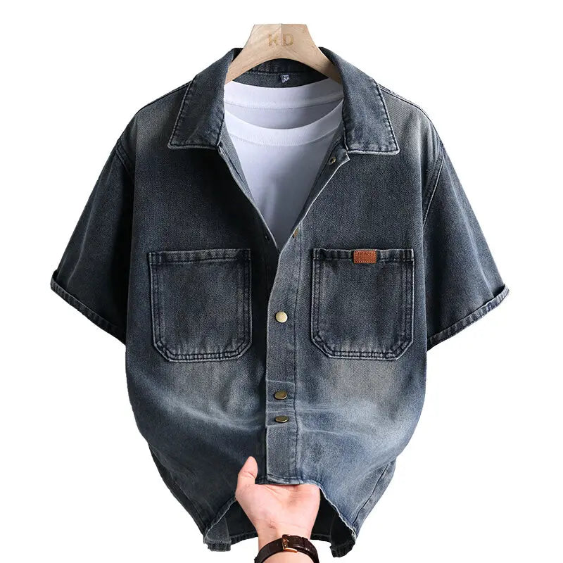 2025 Summer new style Men's short sleeve casual shirts denim Shirt men fashion casual cotton shirts men clothes size M-4XL S2469578bc3fb484fbe250f44bb8e6689R Swag N Slay LTD