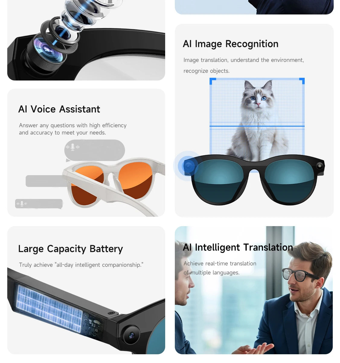 2026 Smart Glasses Photography Video AI Intelligent Interactive Translation Smart Sunglasses Bluetooth Call Music Play For IOS S264c17f4303d48caad7778fe127ea4f19 Swag N Slay LTD