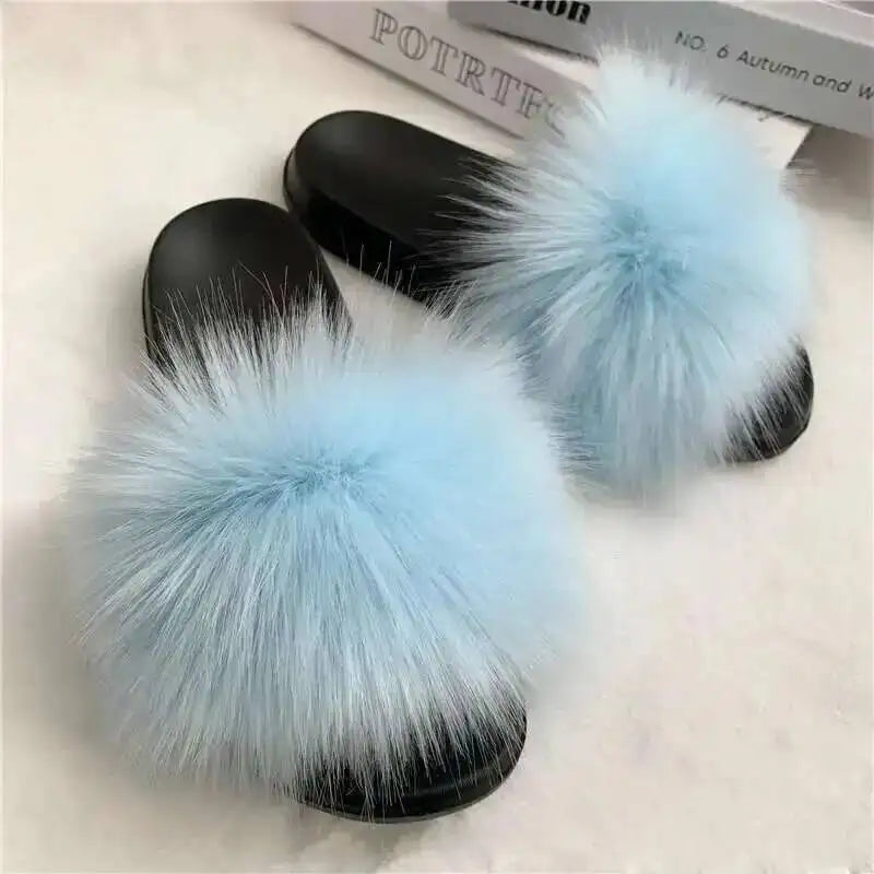 Summer Faux Fur Slippers Women Indoor Furry Fur Slides Female Plush Flip Flops Flats Sandals Casual Fluffy Slipper House Shoes Light Blue S267974a6ed1041159ed4e024f1a98d48f Swag N Slay LTD