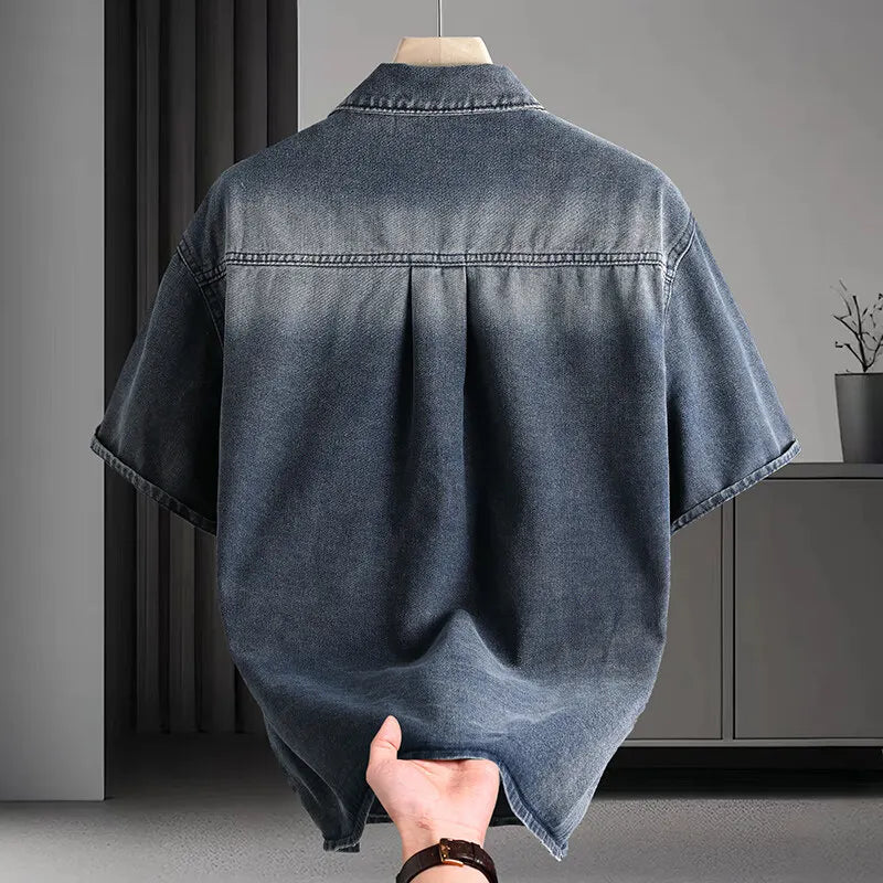 2025 Summer new style Men's short sleeve casual shirts denim Shirt men fashion casual cotton shirts men clothes size M-4XL S284bbbbd69cd4c508e6216b17daec4eac Swag N Slay LTD