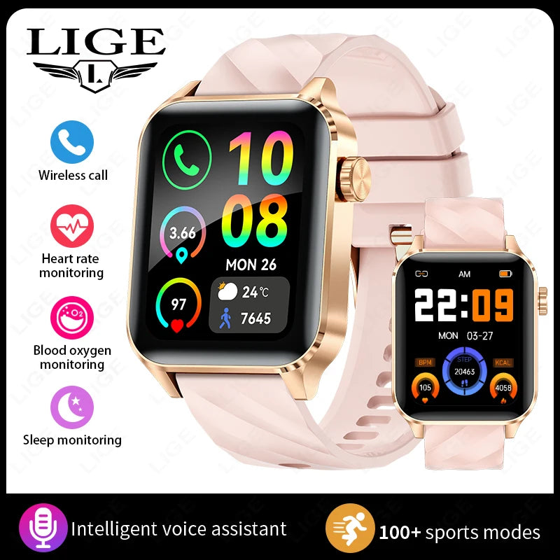 LIGE Men’s Smart Watch Fashion Sports Bracelet Fitness Tracker Health Monitor Bluetooth Call Women's Smartwatch Local Shipping Pink United States S28956ebdf4344717bcd10c6a7a8a5bdeO Swag N Slay LTD