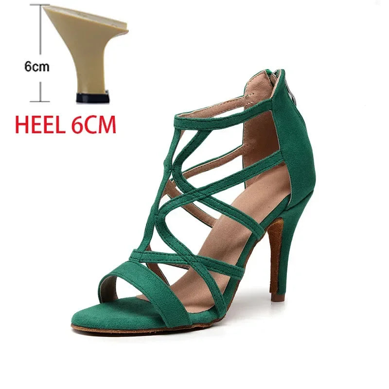 Adult Latin Dance Shoes for Woman Soft Sole Heel Sandal Female Cha Cha Tango Professonal Ballroom Training Stage Boots OEM Heel Green heel 6cm S29f2926700724d869f13a7460eb42382Y Swag N Slay LTD