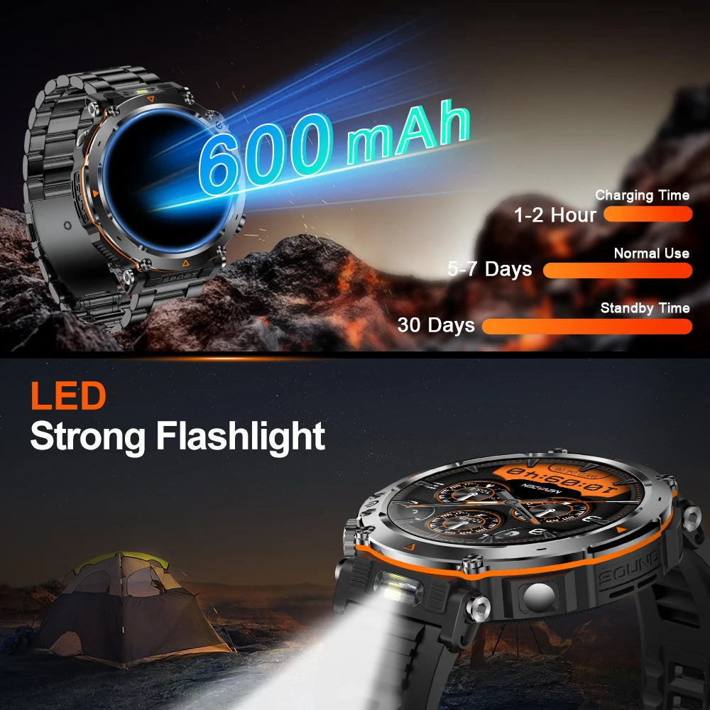 MEVADEN 1.7" Large Screen Outdoor Sports Compass Smart Watch Bluetooth Call Flashlight 600mAh Health Monitor Smartwatch MD57 S2e1040b6674147caa9194f39bb074384h Swag N Slay LTD