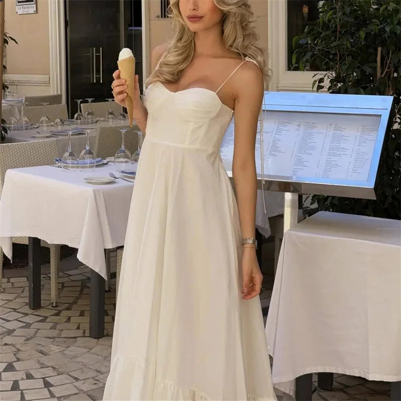 MUJER White Long Dresses For Women Ruffle Slip Corset Dress Woman Fashion Sleeveless Backless Summer Sexy Holiday Party Dresses S31973ebd73ce40f09e5b28bf4158b0cfe Swag N Slay LTD