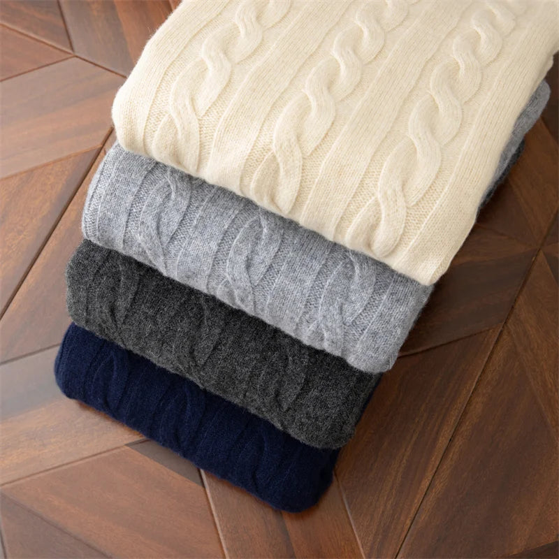 Autumn and winter new wool sweater men's round collar pure color pullover jacquard thick sweater loose cashmere sweater S3a0bfb5a9edd4154be1f264036fdb967Y Swag N Slay LTD