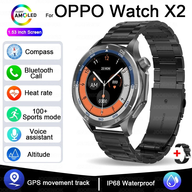 For OPPO Watch X Smart Watch Men High-end Business Men Bluetooth Call IP68 Waterproof Fitness Tracker Smartwatch Man 2025 New Black steel S3aff2f66ef04469bbbb51142d0d48023e Swag N Slay LTD
