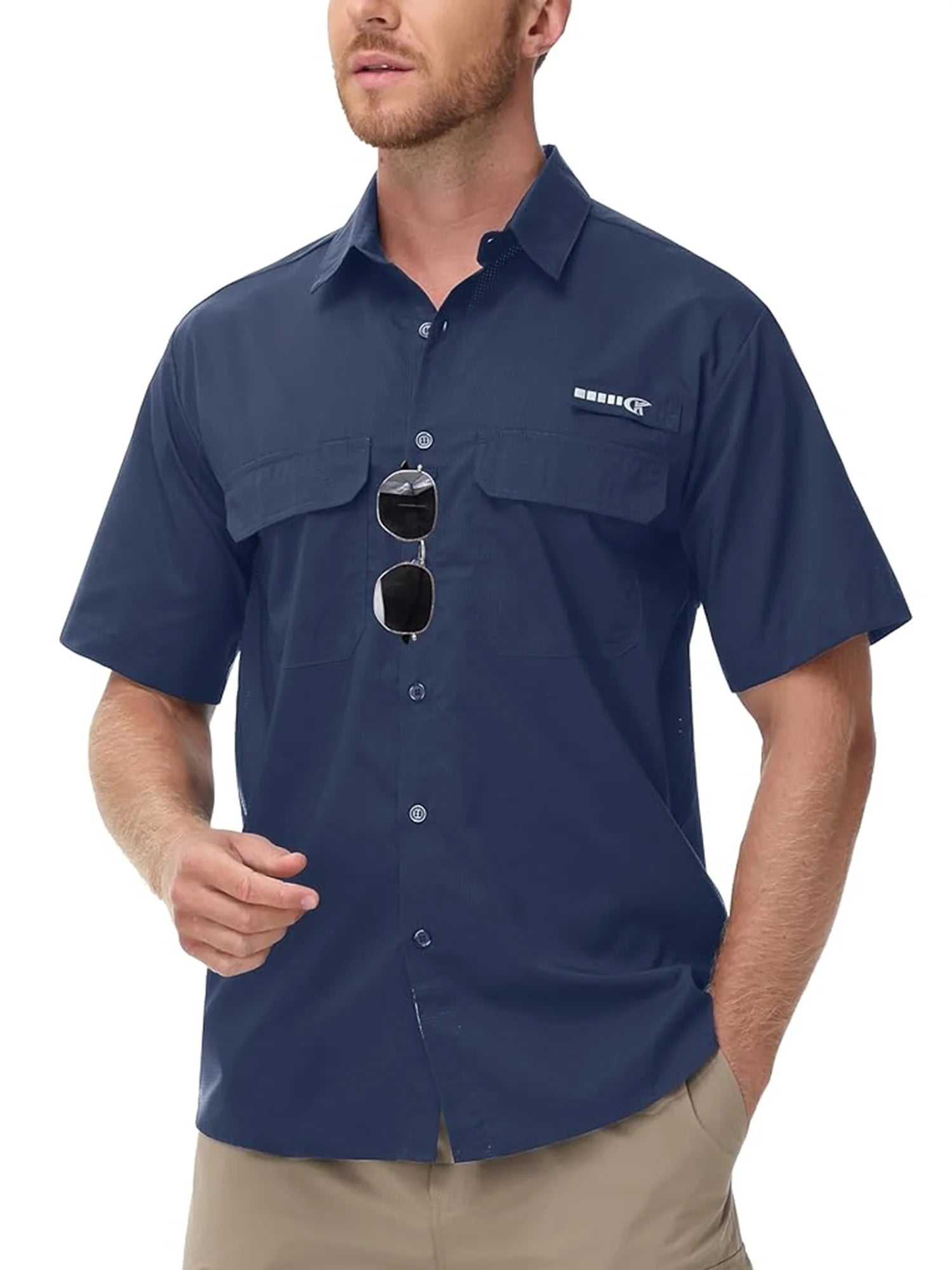 Men's UPF 50+ Short Sleeve Sun Protection Fishing Shirts, Rashguard Casual Button Down Fishing Hiking Shirt with Breathable Mesh Navy S3cd51b7faaa1487aa04db494c0005c6eA Swag N Slay LTD