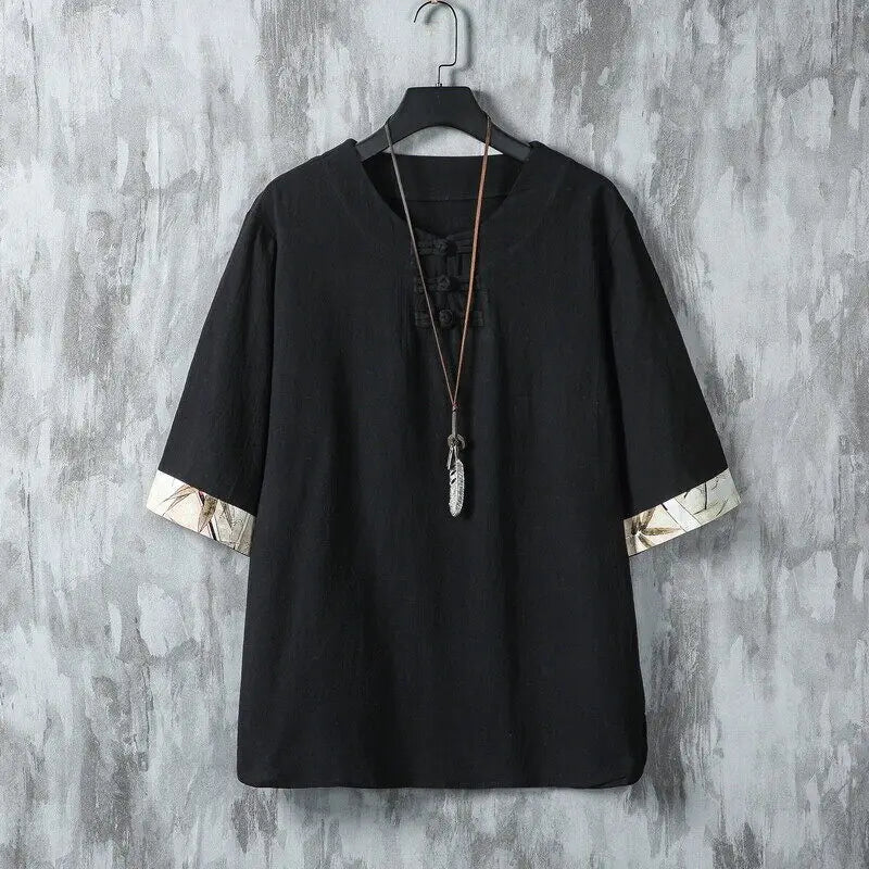 Summer New style High Quality Men's Shirt Chinese Style spring Solid Color Mid Sleeve linen cotton Shirt Top male M-4XL S3d7401bfd2034587bdcc3bbbbe2c8f51u Swag N Slay LTD