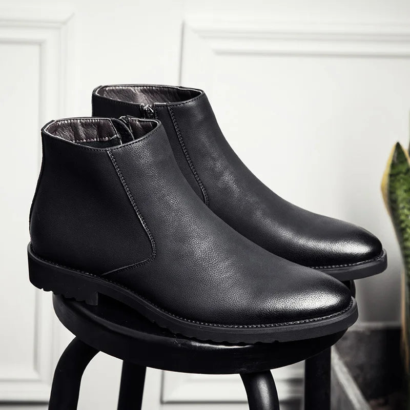 Fashion Chelsea Boots Men Soft Leather Ankle Boots British Style Men's Boots Brand Footwear Black A235 S3dcf90ef1760430a9575e25131b1a0297 Swag N Slay LTD