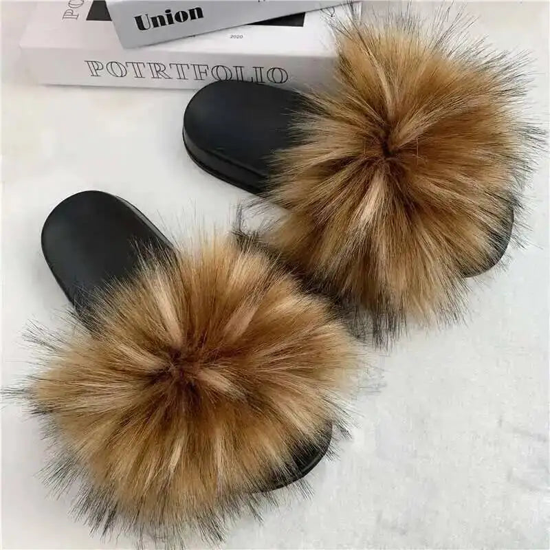 Summer Faux Fur Slippers Women Indoor Furry Fur Slides Female Plush Flip Flops Flats Sandals Casual Fluffy Slipper House Shoes Natural S3ed59c4718a54ffb853a4802ae281d87L Swag N Slay LTD