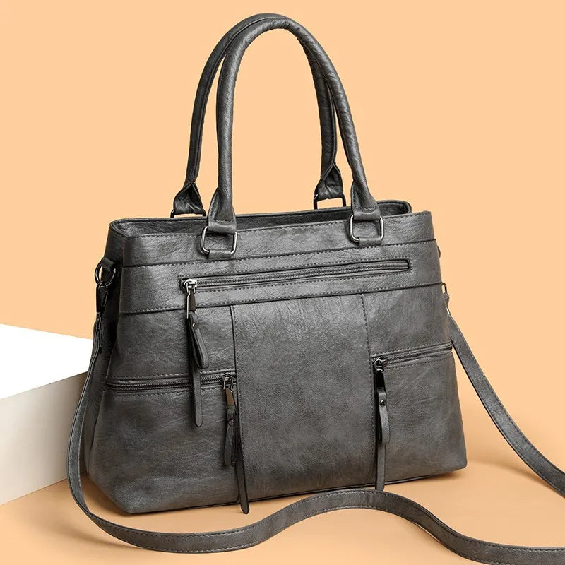 Stylish Large Capacity Soft Leather Tote Bag for Women Elegant Crossbody Shoulder Bag Commuter Handbag Dark Gray 36x15x26cm S3f94ac1882894d88815185b081145ff4Y Swag N Slay LTD