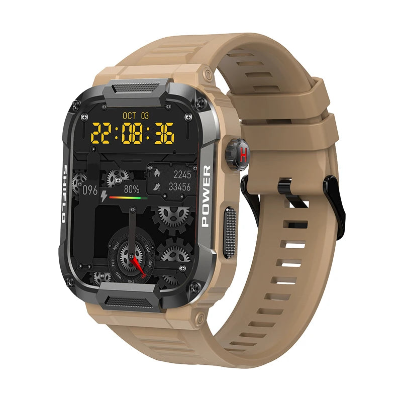 Military Smart Watch for Men 1.85'' HD 400mAh Battery100+ Sports Watch Bluetooth Call Outdoor Rugged Smartwatch for Android iOS Beige S400b2891d9df4669952ada3560fee0e5V Swag N Slay LTD