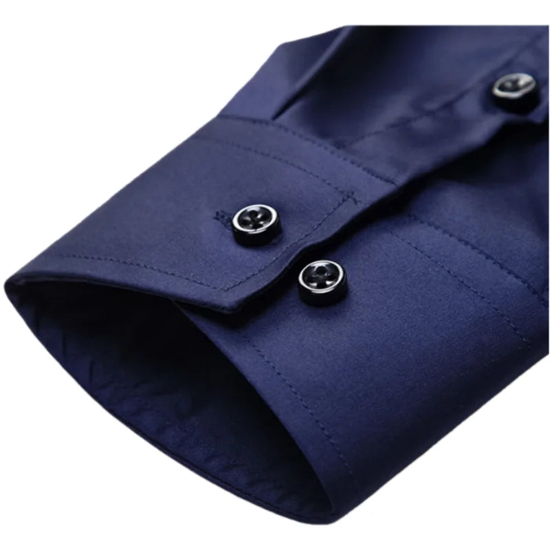 Men's long-sleeved shirt for business casual wear in spring, summer and autumn. Pure color, simple design, trendy and versatile. S46faab75f1fc4db681189e4dc8d4899fc Swag N Slay LTD