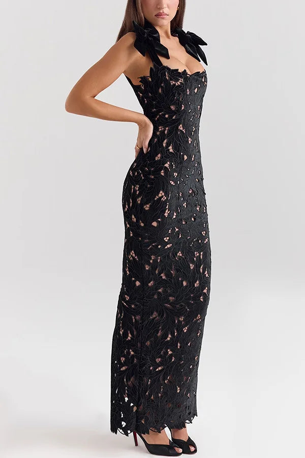 Women's Fashion Sleeveless Lace Bow Straps Maxi Dresses Vacation Outfits Bodycon Hip Wrap Dress Slim Long Robes Party Gowns S472e4912d1df41b2b13e8a5670145ebfu Swag N Slay LTD